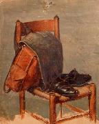 Georg Andreas Hoffmann Jahitasku ja kingad toolil oil painting